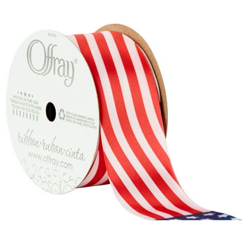 Offray Ribbon, Red White Blue 1 1/2 inch American  Satin Ribbon for Sewing, Crafts, and Gifting, 9 feet, 1 Each