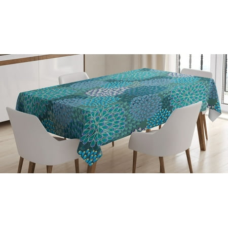 

Floral Tablecloth Abstract Clove Petals Digital Featured Vibrant Circular Essence Bouquet Design Rectangular Table Cover for Dining Room Kitchen 60 X 90 Inches Petrol Blue Teal by Ambesonne
