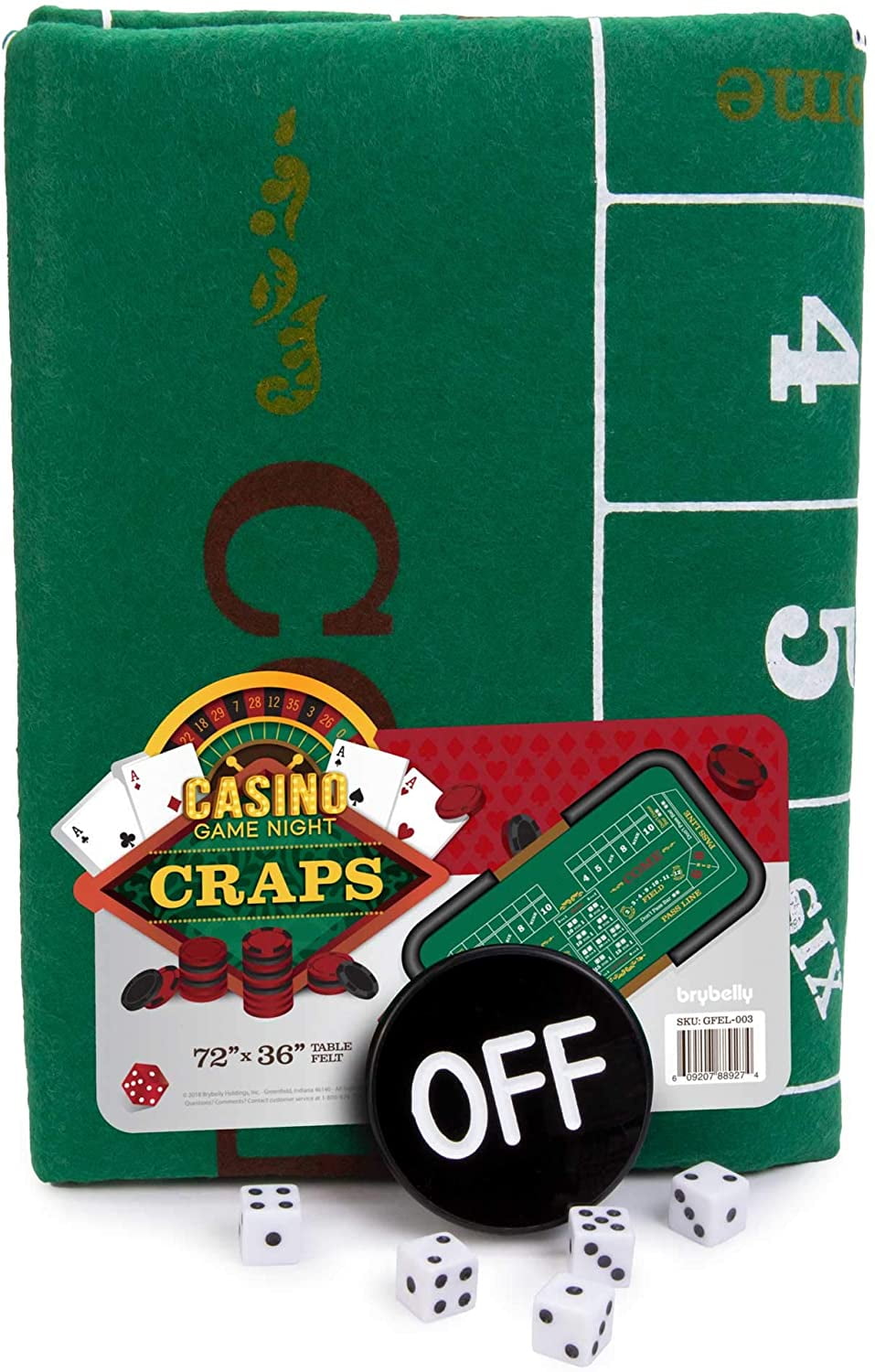 Craps Essentials Bundle Includes Felt, Dice, and On/Off Button