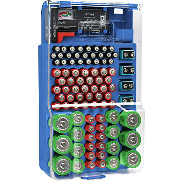 Battery Storage Organizer, The Battery Organizer Storage Case with Tester,  Clear Battery Case, Battery Holder for 180 Batteries of Various Sizes