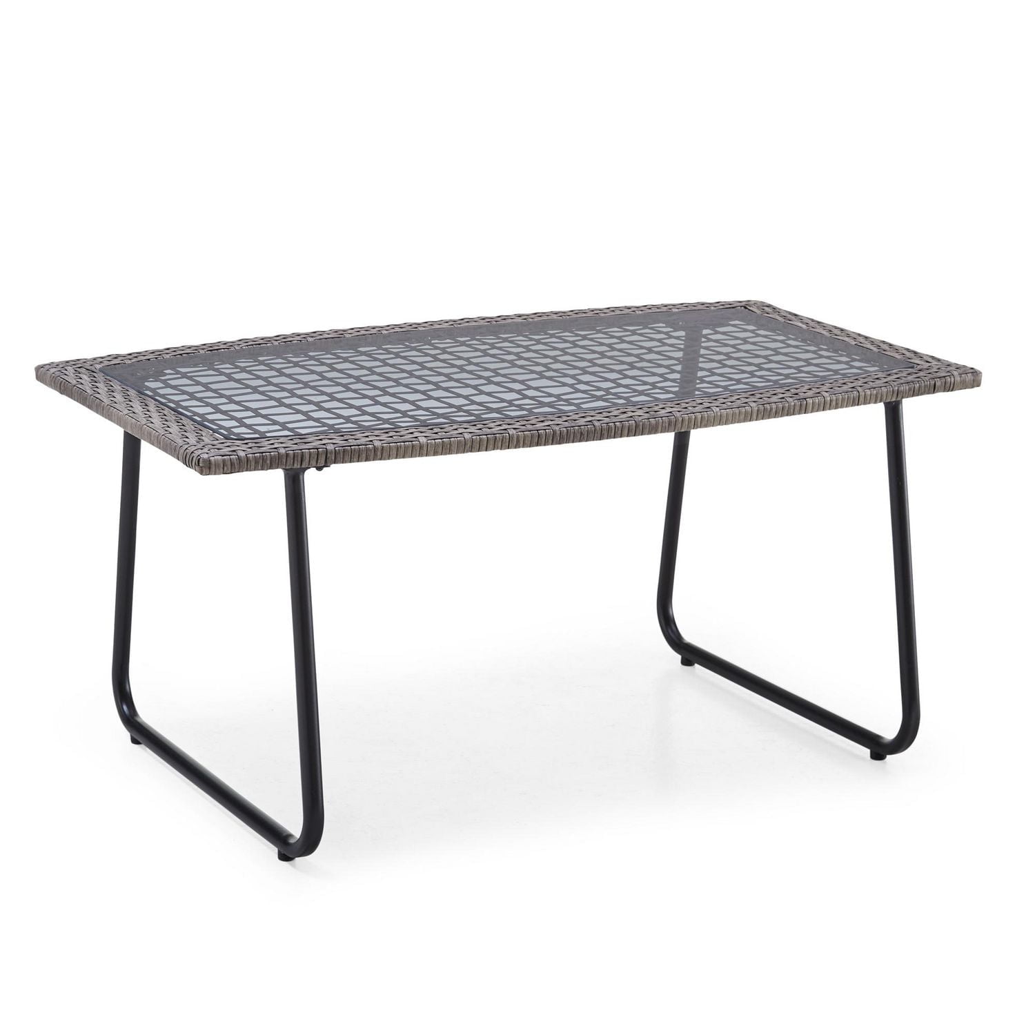 Mainstays Pebbleton Patio Wicker Table - Grey, Handwoven wicker