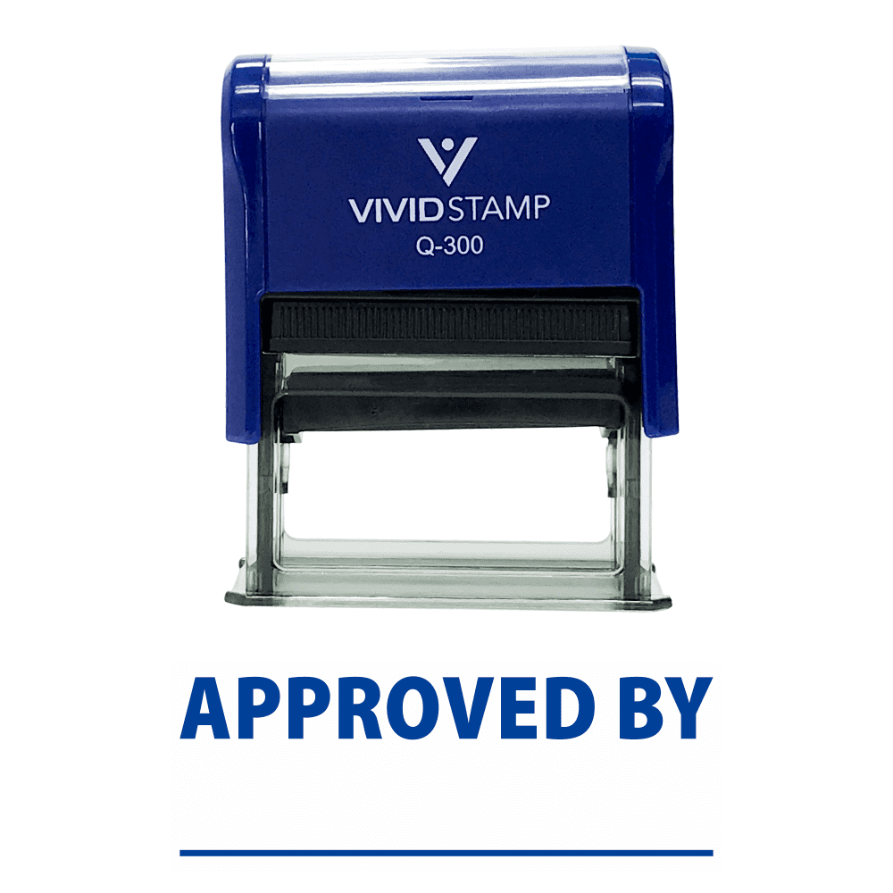 APPROVED BY Self Inking Rubber Stamp (Blue Ink) Large