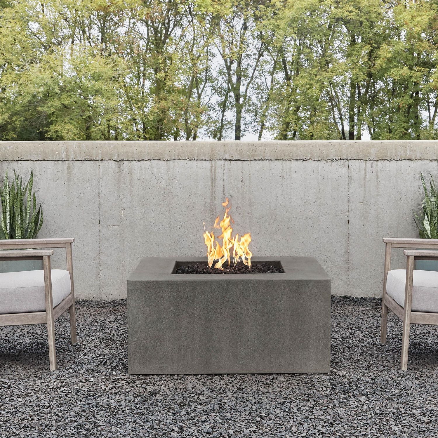 Real Flame Estes 40" Square Concrete Natural Gas Fire Pit in Carbon by Jensen Co.