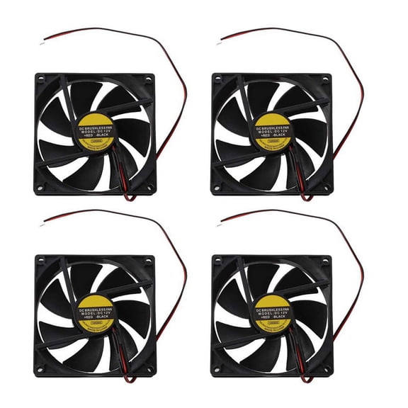 4X Black Plastic Square 9025 90 x 90 x 25mm DC 12V 0.25A Cooler Fan