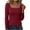 Red, variant on BLVB Womens Long Sleeve Shirts Scoop Neck Lace Going out Tops Slim Fit Rib Knit Basic Tee Casual Blouses Spring Fall Fashion Outfits