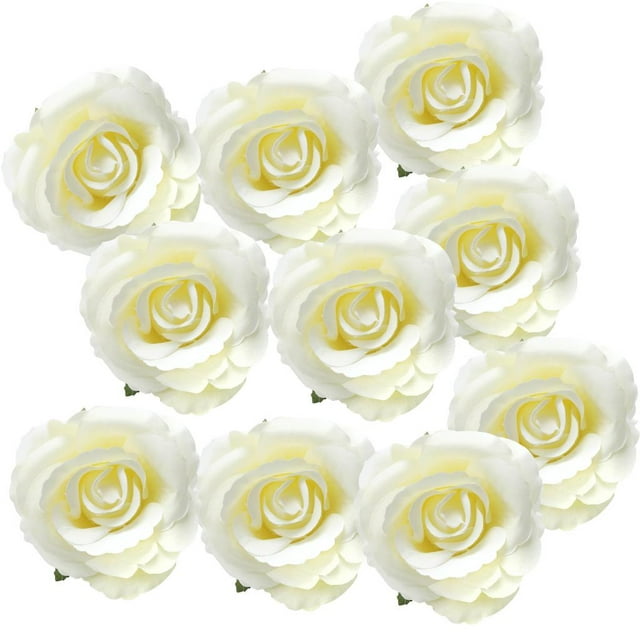 Cabeza de rosa artificial, accesorio de decoración para bodas, color blanco leche leche blanca