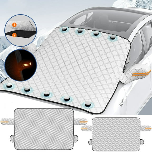 Nsxcdh Magnetic Car Snow Cover Windshield Winter Ice Frost Guard Double Layer Windproof Night Reflective All Season Protection