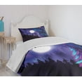 thumbnail image 4 of Ambesonne Moon Quilted Bedspread Set 2 Pcs, Aurora Borealis and Wolf, Twin Size, Indigo Aqua Magenta, 4 of 6