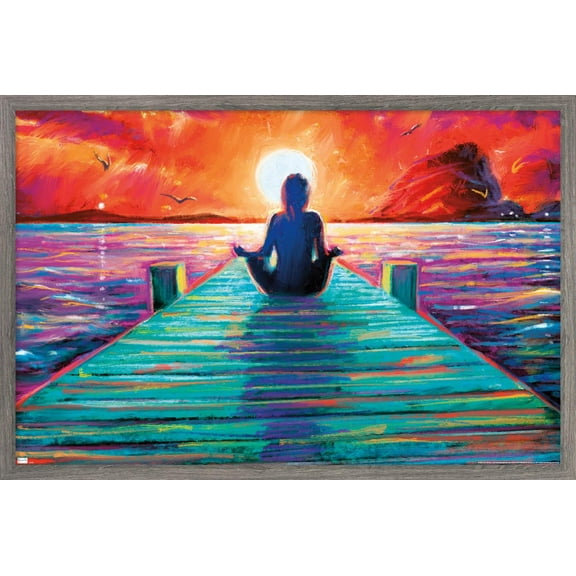 PD Moreno - Fine Art - Yoga Dock Wall Poster, 14.725" x 22.375" Framed