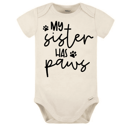

My Sister has Paws Onesie® Pregnancy Announcement Dog Announcement Natural
