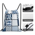 thumbnail image 5 of Leisure Draw String Mouth Backpack 16 X 14 Woven Band Durable Not Easy To Fall Off In Travel Portable Draw String Design Aliceblue Geometric Patterns_3, 5 of 8