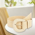 thumbnail image 4 of Eosunjian Straw Waist Belt Retro Bohemian Wide Handmade Pin Buckle Adjustable Clothing Accessories Summer Women Pants Dress Belt Waistband Daily Use White, 4 of 13