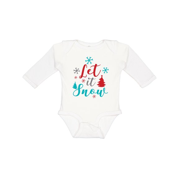 Inktastic Let It Snow, Snowflakes, Trees, Christmas, Xmas Boys or Girls Long Sleeve Baby Bodysuit