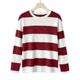 thumbnail image 3 of Horkkom Striped Shirt Women Long Sleeve Pullover Crew Neck T Shirts Casual Daily Fall Tops XXL, 3 of 4