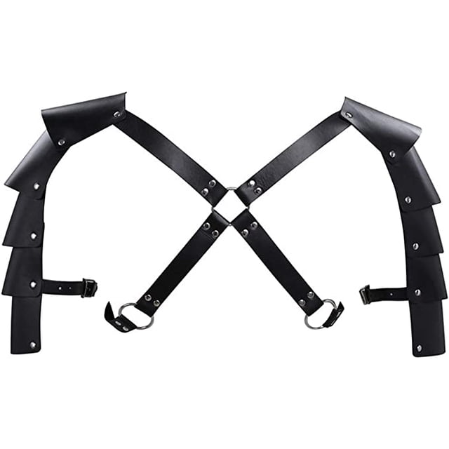 Nvzi Arnés de pecho ajustable de piel sintética estilo steampunk para hombre con hebillas para hombros, ideal para fiestas, cosplay y Halloween.