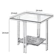 thumbnail image 5 of Glass Top Metal End Table With Marble Bottom Shelf, Silver And Clear, 5 of 5