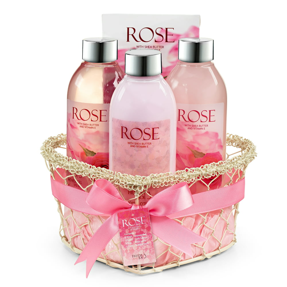 Bath, Body, and Spa Valentine's Gift Set for Her in Pink