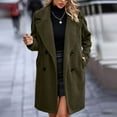 thumbnail image 4 of Herrnalise Women's Warm Double Breasted Wool Pea Coat Trench Coat Jacket with Hood Army Green,XXL, 4 of 7