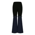 thumbnail image 5 of ZQUUVOU Women's Wide Leg Pants Slim Knitted Denim Patchwork Elastic Waist Wide Leg Casual Pants Temperament Pants Black, 5 of 7