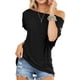 thumbnail image 3 of Camisa informal sin mangas, color liso, camiseta básica para el trabajo y las compras, negra, talla XL, top de verano con hombros descubiertos para mujer, 3 of 6