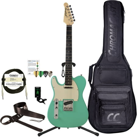Sawtooth Classic ET 60 Ash Body Left-Handed Electric Guitar with Gig Bag and Accessories, Surf Green