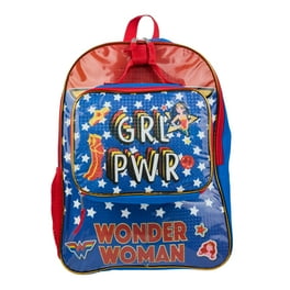 【WONDER WONDER】Tua Glossy Coated Two-Pocket Backpack Wonder Woman DC Comics Superhero Girls Backpack with