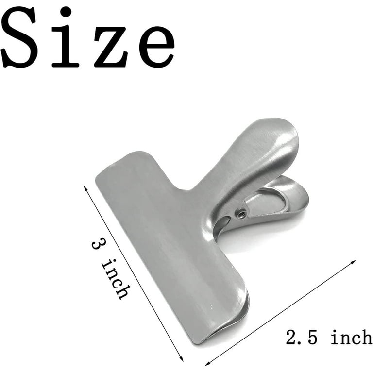 8 Pack Chip Clips - Stainless Steel 3 Inch Heavy Duty Metal Large