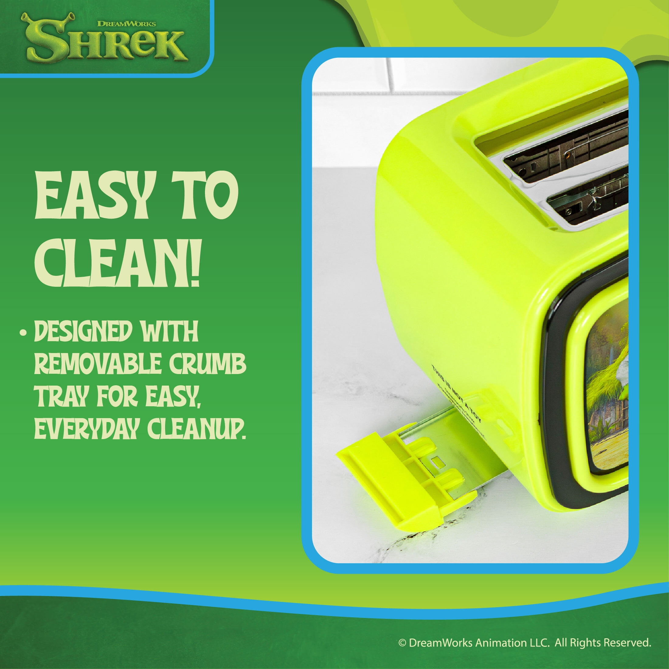 Uncanny Brands Shrek Retro TV Toaster, 2-Slice Toaster with Light-Up Frame