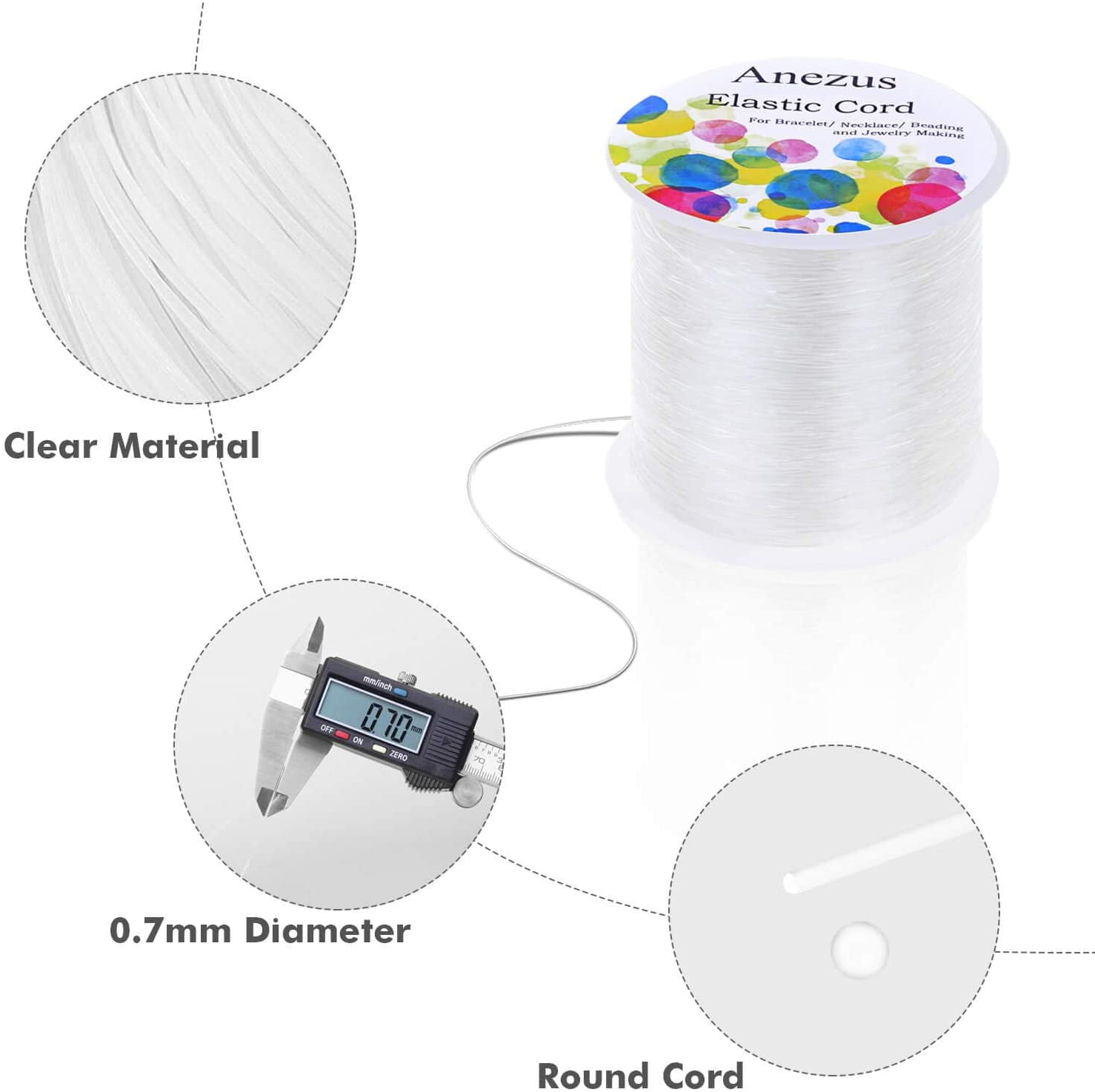 Elastic String for Bracelets Jewelry Making Anezus 0.7mm Elastic Bracelet String Beading String Jewelry String Stretch Cord for Bracelets Beads Elastic String for Bracelets Jewelry Making Anezus 0.7mm Elastic Bracelet String Beading String Jewelry String Stretch Cord for Bracelets Beads