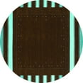 thumbnail image 1 of Ahgly Company Indoor Round Abstract Turquoise Blue Contemporary Area Rugs, 3' Round, 1 of 4