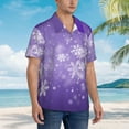 thumbnail image 3 of Fuzoiu Snowfall Sky White Purple Print Hawaiian Shirt for Men, Summer Beach Casual Short Sleeve Button Down Shirts, Men’s Beach Summer Shirts with Pocket,Small, 3 of 7