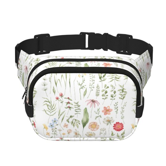 Easygdp Wildflower Watercolor 2 Fanny Packs for Women Men, Belt Bag, Fashion Crossbody Bags, for Workout/Running/Hiking