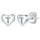 thumbnail image 1 of Pendientes de corazón inicial de Silvora, tachuelas de plata esterlina hipoalergénicas para mujer, diminuta letra T, dijes de oreja, regalo de joyería para cumpleaños, día de la madre, 1 of 8