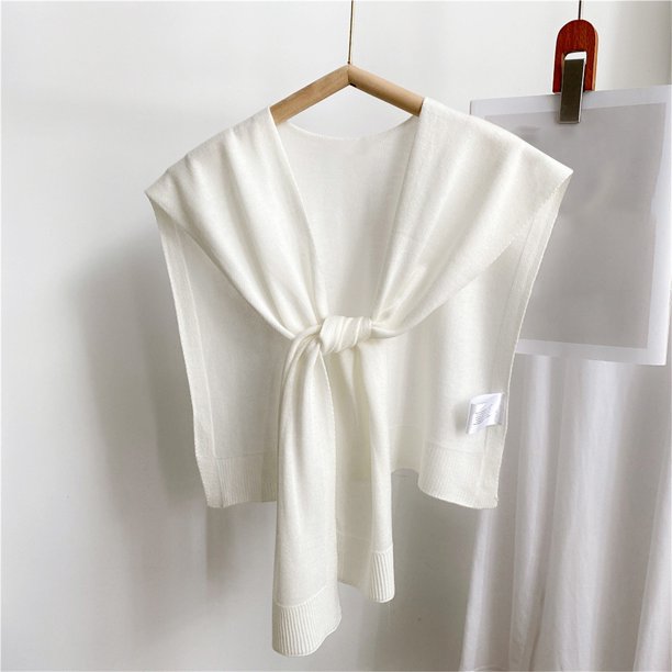 Chal pequeño de punto de color liso para mujer, abrigo para primavera y otoño, chal camisero para mujer
