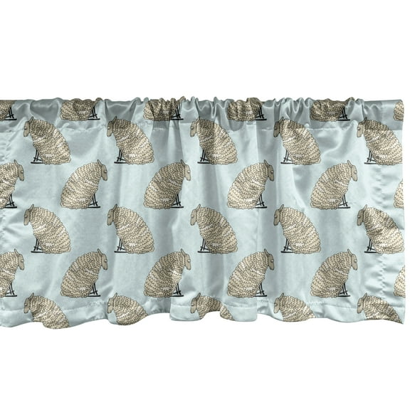 Ambesonne Sheep Valance Pack of 2, Fluffy Animal Characters Art, 54"X18", Eggshell and Pale Blue