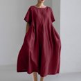 thumbnail image 1 of Liquidation d'Été 2025! Robe Grande Taille pour Femmes, Liquidation de Robe d'Été pour Femmes, Mode Femmes Été Décontractée Col Rond Manches Courtes Robe Unie, 1 of 4