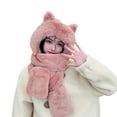 thumbnail image 4 of Dyfzdhu Women Winter Slouchy Knit Warm Cute Strawberry Hats Wool Cap Scarf Two In One Hood Hat Pink, 4 of 5