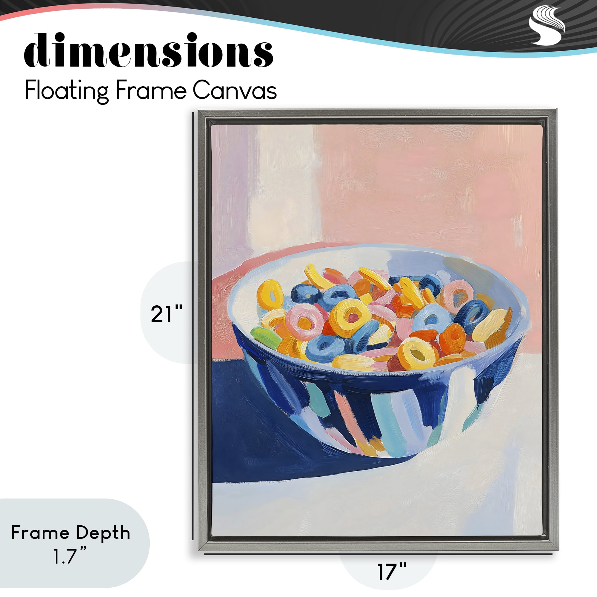 Stupell Industries Colorful Cereal Bowl Gray Framed Floater Canvas Wall Art, design by The Prints Vibe