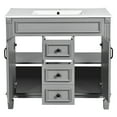 thumbnail image 4 of Grey Bathroom Vanity With 36" Sink And Mirror Cabinet - Modern Storage 2 Closing Doors Concealed Drawer Units Softly-closing Drawers, 4 of 6