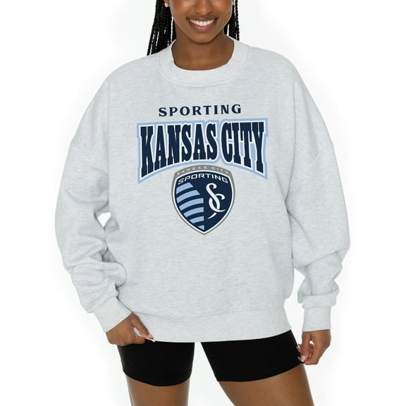 Women's Gameday Couture Ash Sporting Kansas City Pitch Pride Pullover Sweatshirt