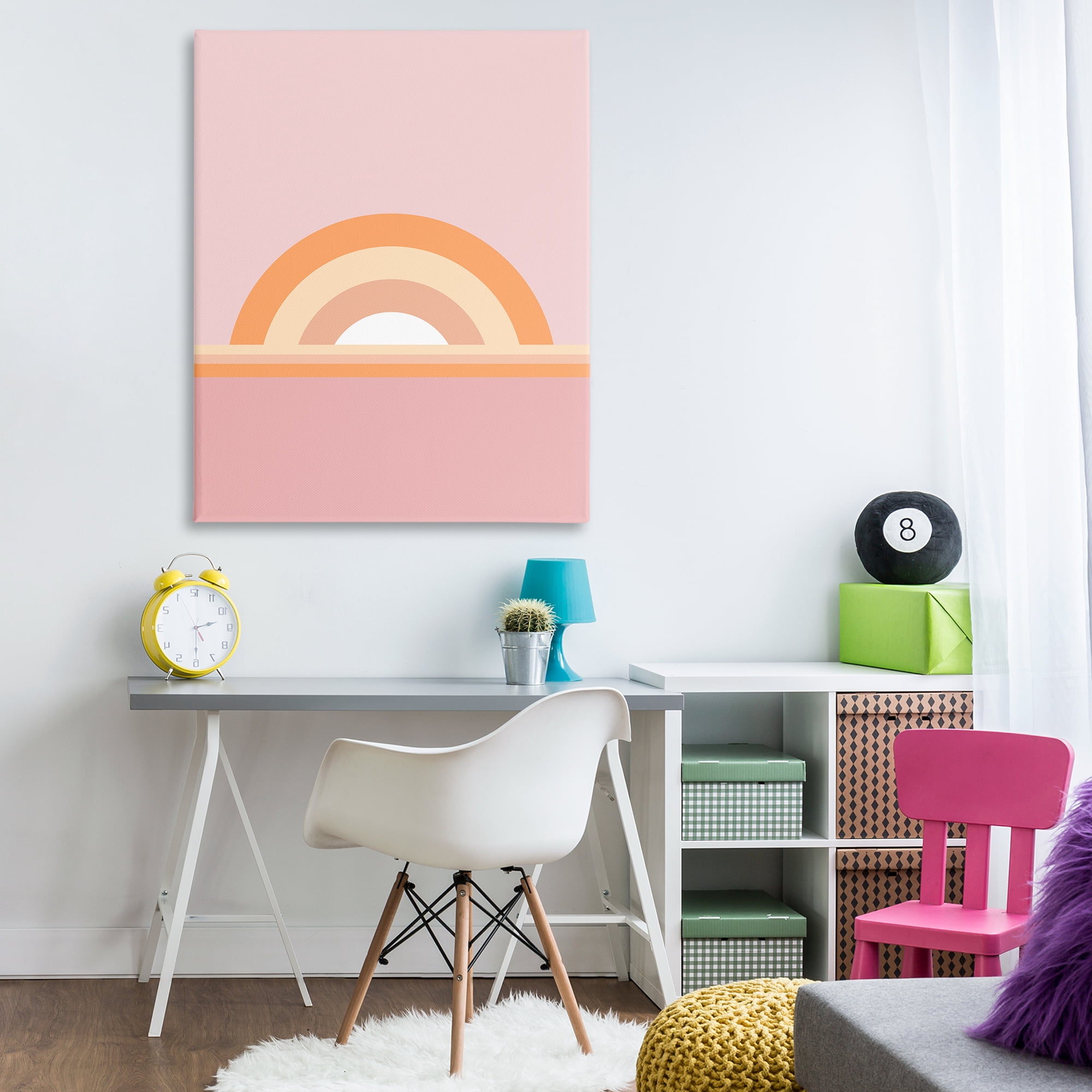 Stupell Industries Mauve & Orange Rainbow Abstract Painting Wrapped Canvas Art Print Wall Art, 36 x 48