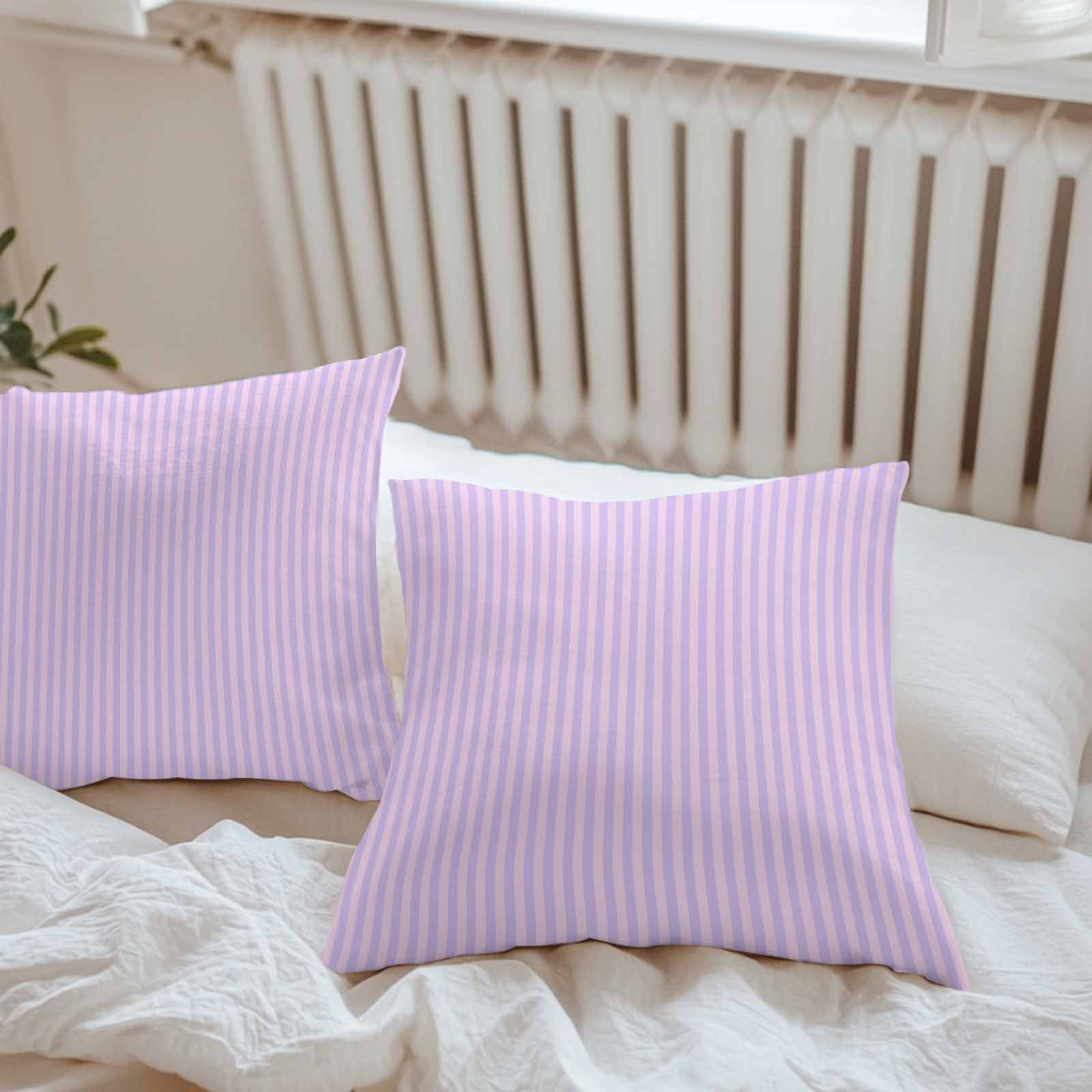 Purple Striped Outdoor Pillow Covers Set of 2 Simple Pink Stripes Modern Style Waterproof Throw Pillow Case Decorative Square Cushion Cover for Patio Couch Garden Balcony, 20"x20"