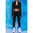 thumbnail image 3 of Women's Chest Zipper Long Sleeve Yoga Suit Vertical Striped Belted Sportswear Women's Running Fitness Wear WERSEON Yomym Modelo, 3 of 6