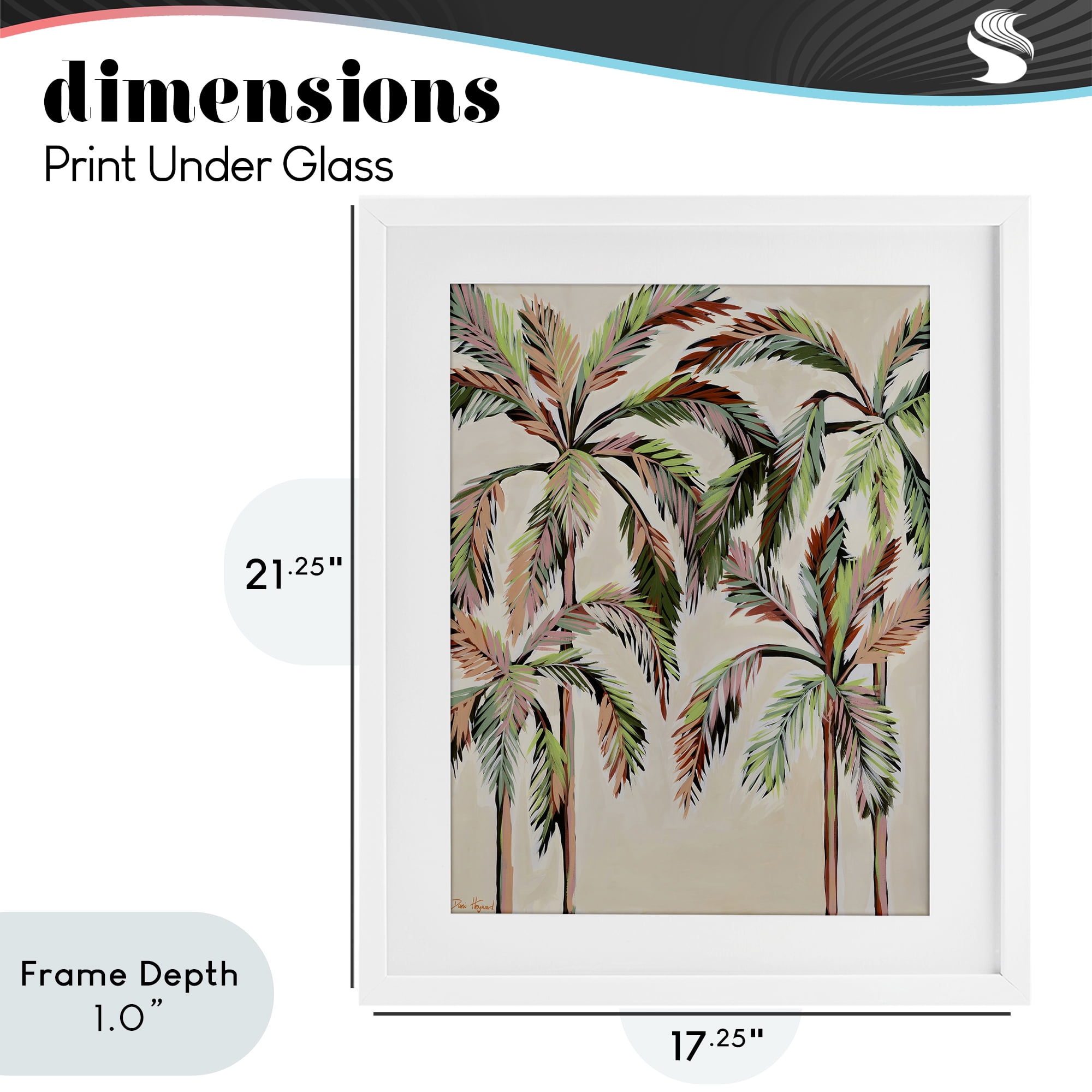 Stupell Industries Blushing Palm Tree Canopy White Framed Print Under Glass, design by Dani Heyward