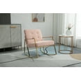 thumbnail image 1 of Velvet Fabric Nursery Rocking Chair Modern Accent Upholstered Rocker Chair Button Tufted Glider Rocking Armchair with Metal Frame and Thick Cuchion for Living Room Bedroom Balcony, Pink, 1 of 7