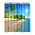 thumbnail image 4 of 70 x 70 Inches HD Seascape Printed Polyester Shower Curtains with 12 C-Shape Plastic Hanging Hooks Beautiful Bath Decor, 4 of 14