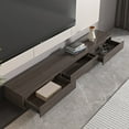 thumbnail image 4 of Extendable 118" Modern TV Stand with 3 Spacious Drawers, Adjustable Length Media Console for Living Room Walnut/Dark Gray, 4 of 5