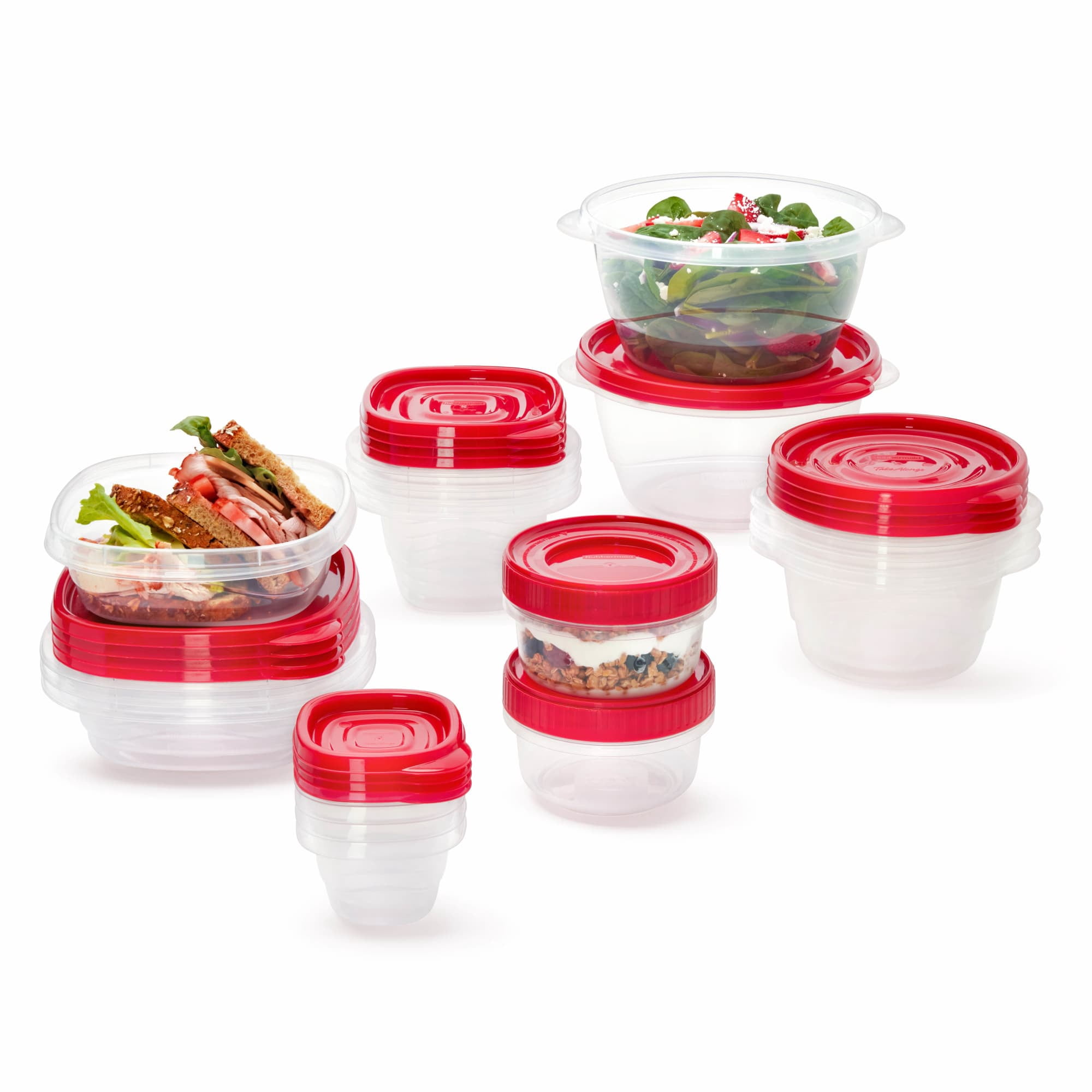 (2 pack) Rubbermaid TakeAlongs 40 Piece Food Storage Set, Red, Total of 12.6 Qts