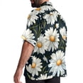 thumbnail image 3 of Daisy Men's Short Sleeve Poplin Shirt, Casual Printed Button Down Top for Summer Beach, Spread Collar Unisex Beach Shirt, 3 of 6