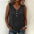 thumbnail image 7 of Hfnxid Womens Tank Top Striped Sleeveless Satin Tops Button Up V Neck Shirt Fashion Slim Work Business Shirts Black L, 7 of 7
